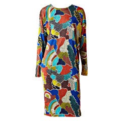 Vintage Missoni Aborigine Print Silk Jersey Dress