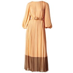 Galanos Pleateed Chiffon Evening Dress