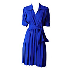 Vintage Yves St. laurent Cobolt Blue Day Dress