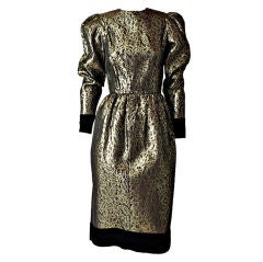 Givenchy Gold lame and Velvet Cocktail Dress