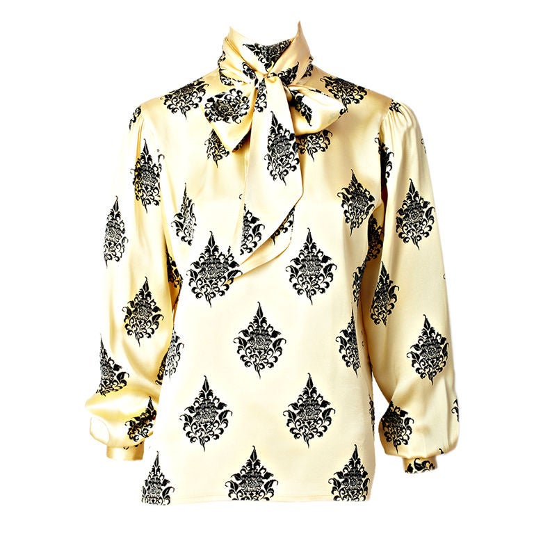 Vintage Chocolate Charmeuse Conceal Button Blouse