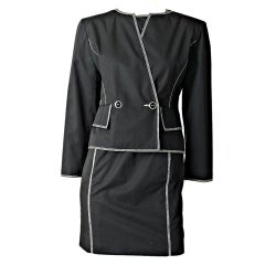 Retro Courreges Black and White Dress and Jacket