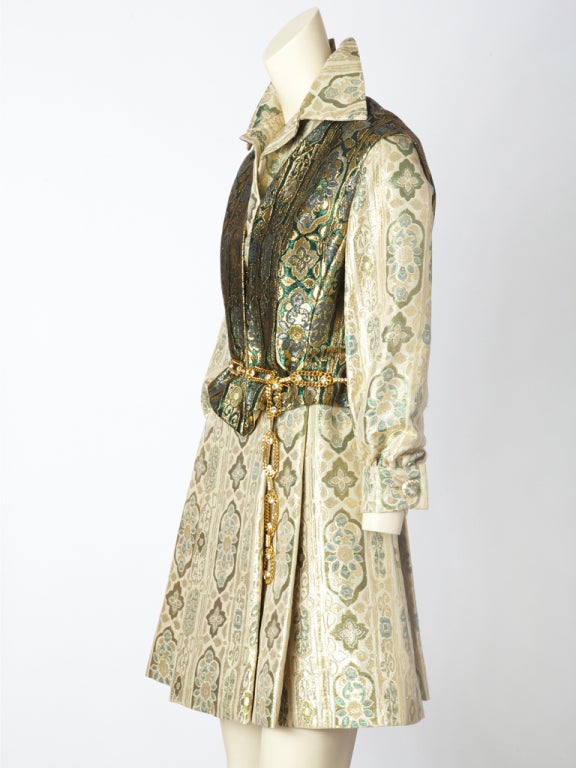 Bill Blass 70's Brocade Dress and Vest 1