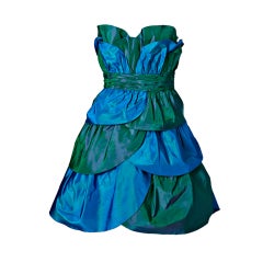Azzaro Couture Taffeta "Petal" Cocktail Dress