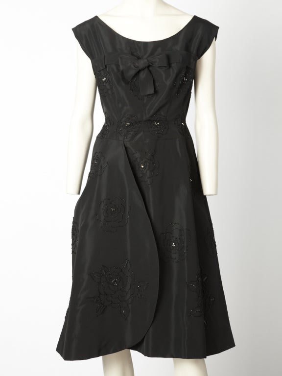 Marie Louise Bruyere Couture Taffeta Cocktail Dress C. 1950's