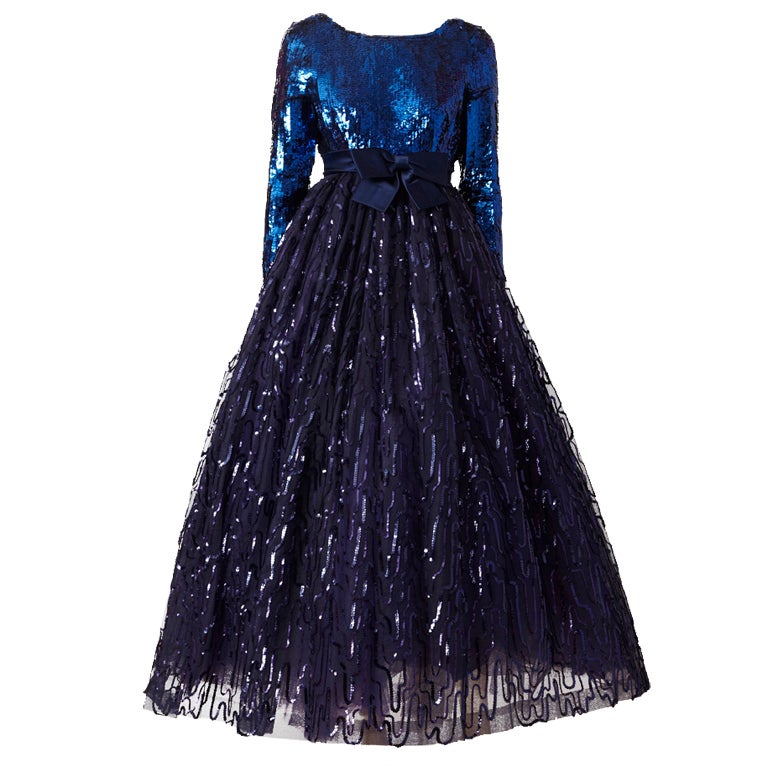 Sequined and Tulle Ball Gown at 1stDibs