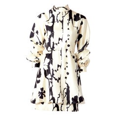 John Moore Abstract Print Silk Day Dress