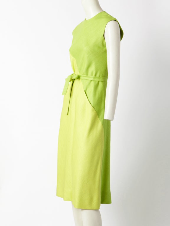 Women's Pauline Trigere 2 Tone Linen Day Dress