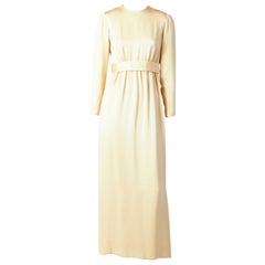 Norell Tassel Ivory Satin Gown