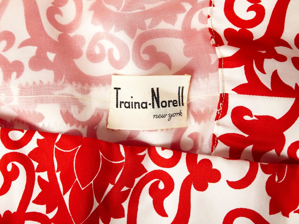 Traina Norell Red and White Silk Day Dress 2