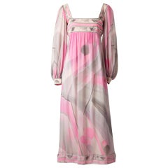 Vintage Leonard Silk Knit and Chiffon Dress