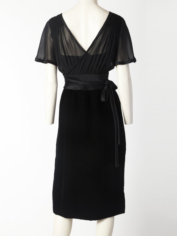 Valentino Couture Velvet and Chiffon Cocktail Dress at 1stDibs