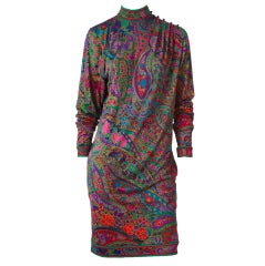 Leonard Silk Jersey Paisley Pattern Dress