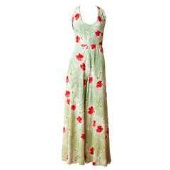 Vintage Pauline Trigere Poppy Print Palazzo Jumpsuit