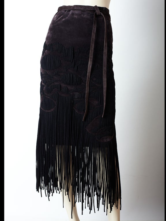 Yves St. Laurent Fringed Suede Skirt