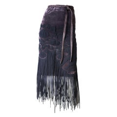 Yves St. Laurent Fringed Suede Skirt