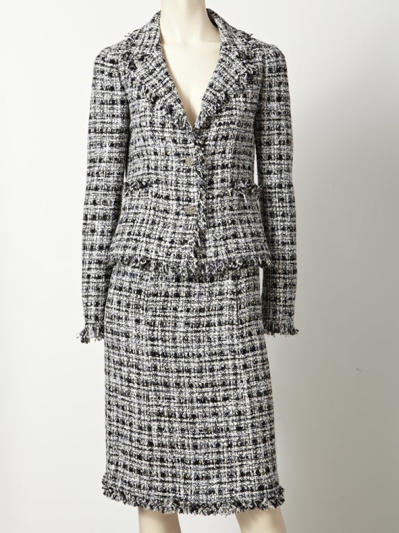 Chanel Black and White Tweed Suit at 1stdibs