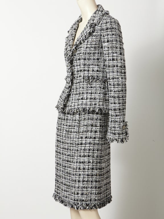 Chanel Black and White Tweed Suit at 1stDibs  chanel black and white suit,  black and white chanel suit, chanel suit black and white