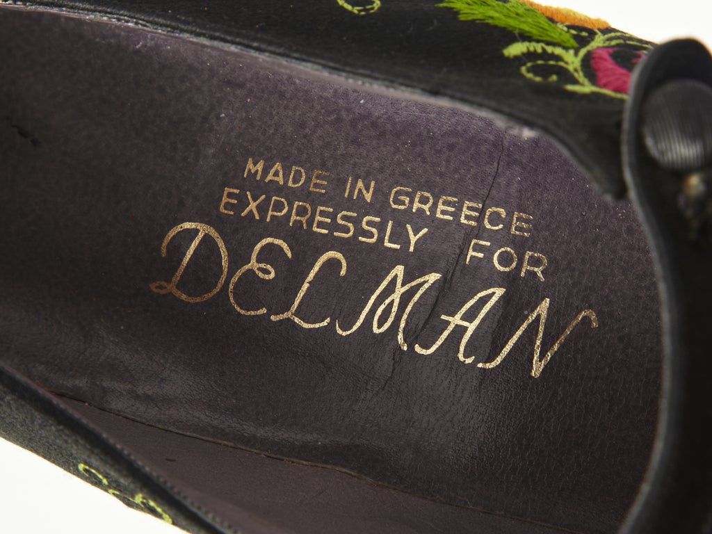Black Delman Embroidered Shoes