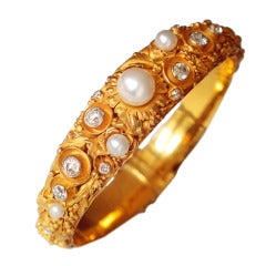 A Johann Michael Wilm Gold, Pearl and Diamond Bangles