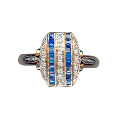 Art Déco Diamond Ring With Synthetic Sapphires