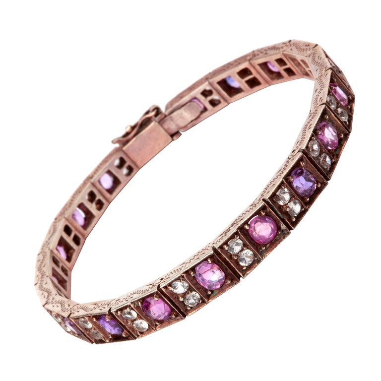 A White And Pink Sapphire Silver Bracelet