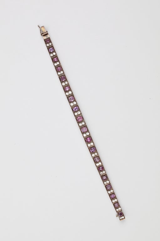 A White And Pink Sapphire Silver Bracelet 1