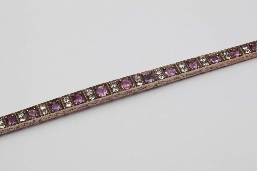 A White And Pink Sapphire Silver Bracelet 2