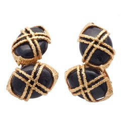 J. Roca gold and avventurina earrings