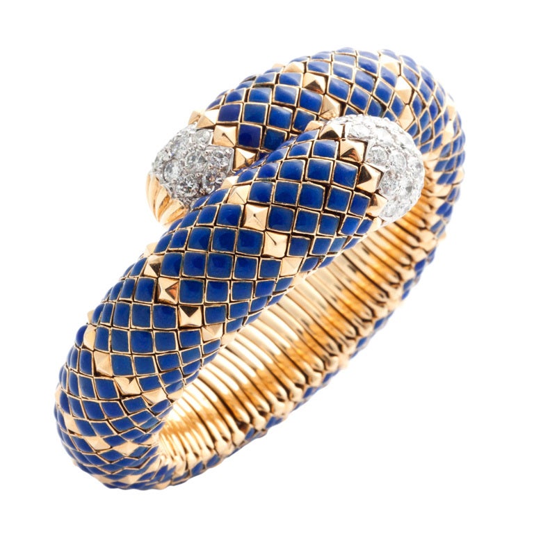 David Webb gold, diamonds and enamel bracelet