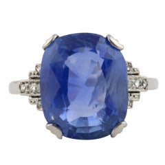 Art Deco Royal Blue Ceylon Sapphire Ring