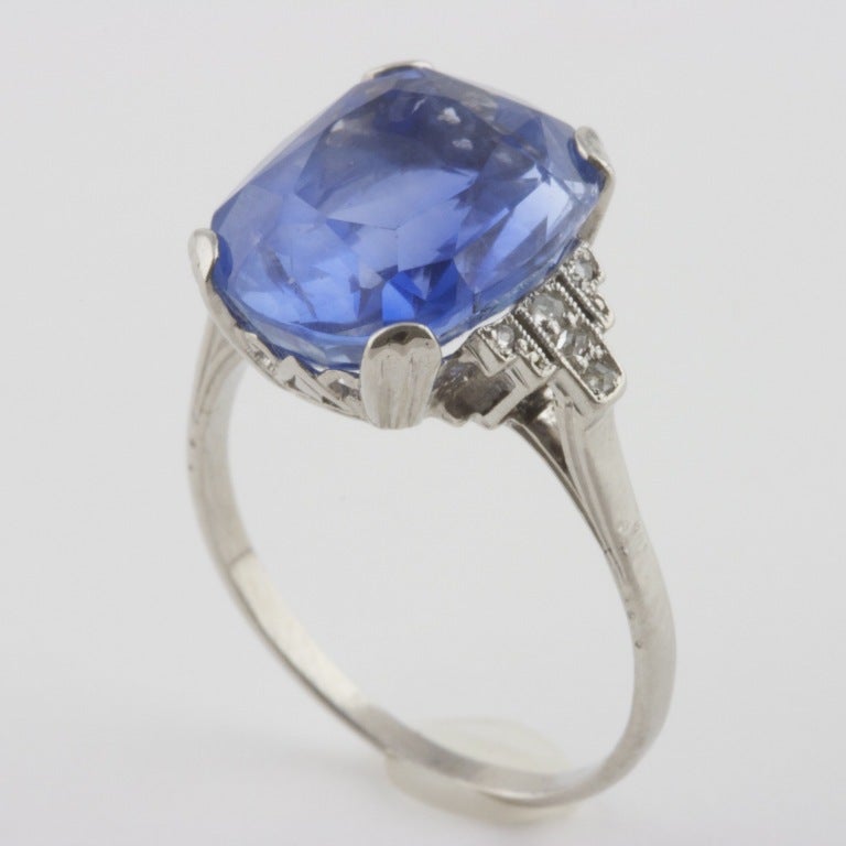 Women's Art Deco Royal Blue Ceylon Sapphire Ring
