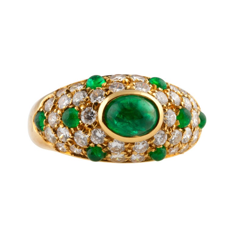 Cartier Emerald and Diamond Panthere Ring at 1stdibs