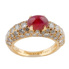 Retro Cartier Ruby and Diamond Ring