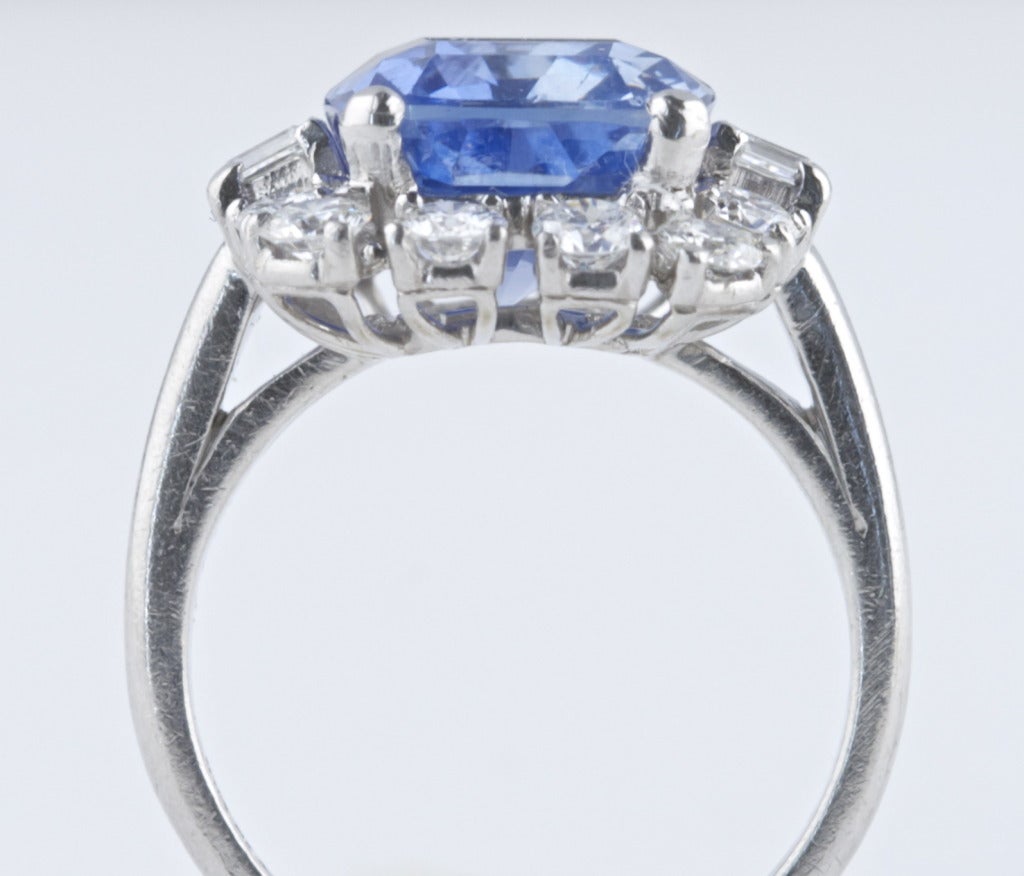 Oscar Heyman Sapphire Diamond Platinum Ring In Excellent Condition In Beverly Hills, CA