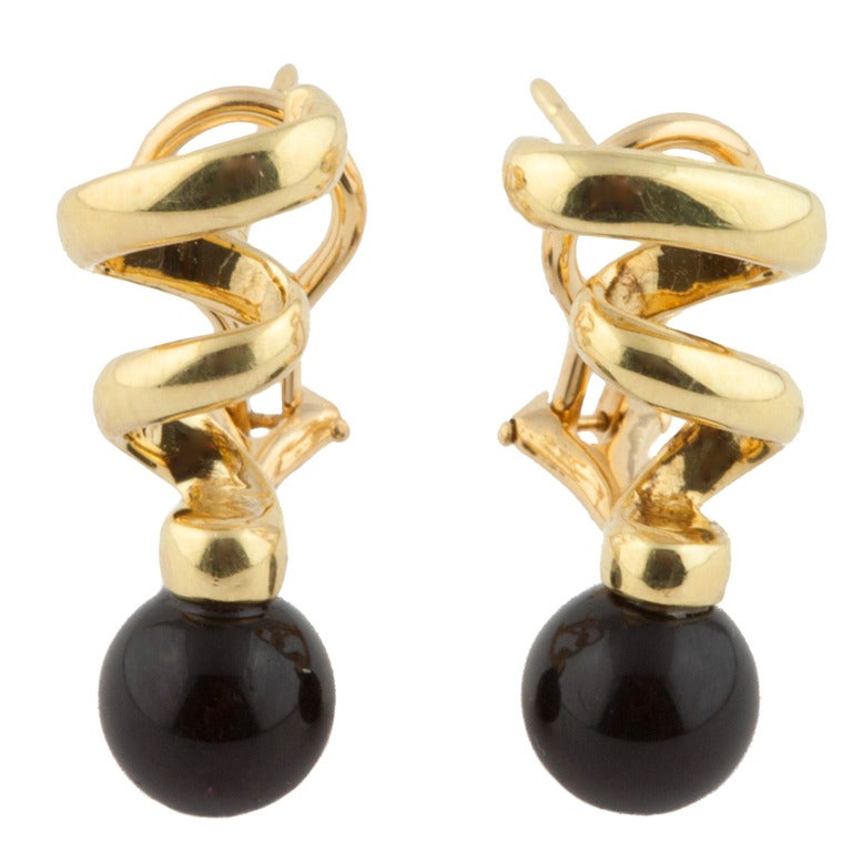 Tiffany & Co. Onyx Gold Earrings