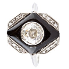 Art Deco Diamant und Onyx Platin Ring