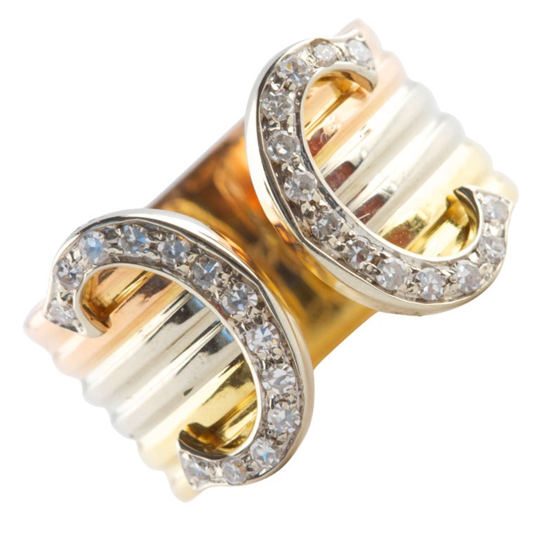 Cartier Tricolor Diamond and Gold Ring