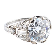 Fine GIA F color 5.22 Carat Art Deco Diamond Ring