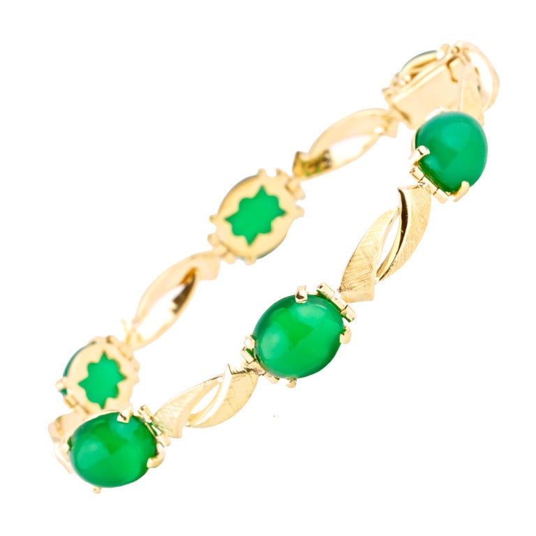 Chrysophrase and Gold Bracelet