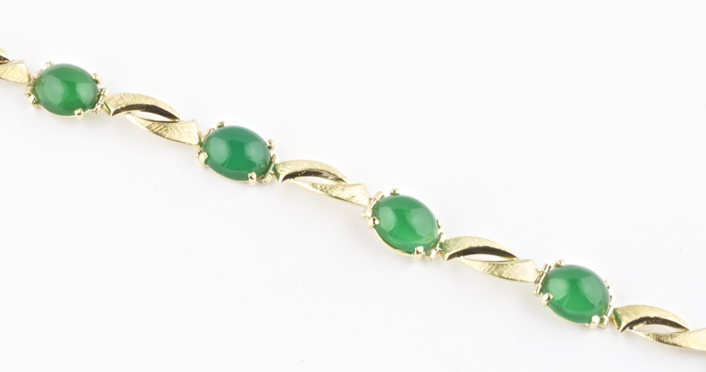 Chrysophrase and Gold Bracelet