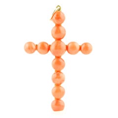 Victorian Coral and Gold Cross