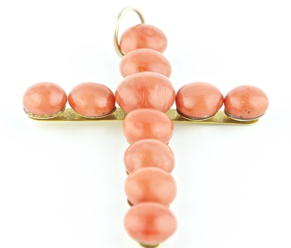 Victorian Coral and Gold Cross