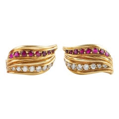 Chaumet Ruby Diamond Gold Earrings
