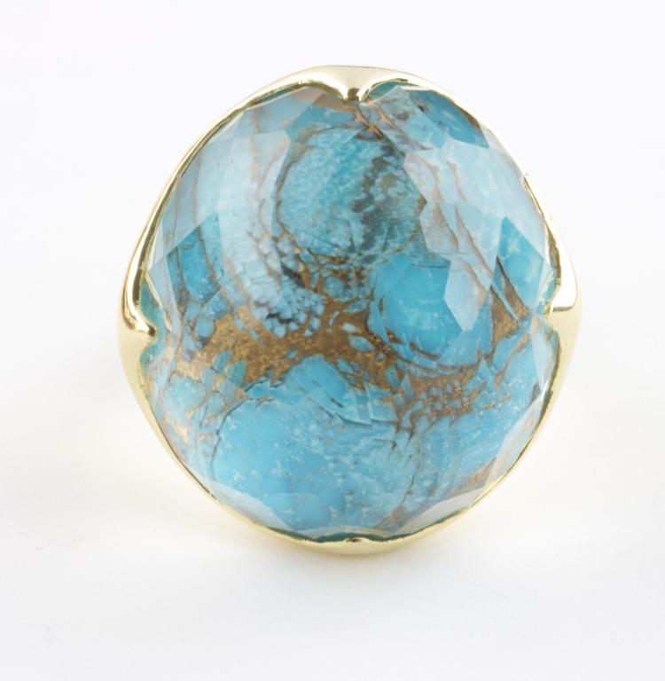 Top Italian designer Ippolita with another fun ring. Turquoise and 18k gold.

Ring size 6 1/2 and can be re-sized.