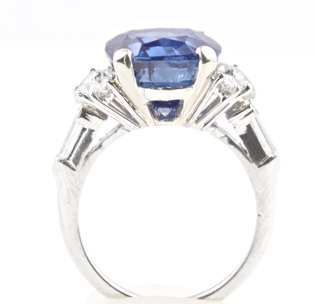 Sapphire Diamond Platinum Ring at 1stdibs