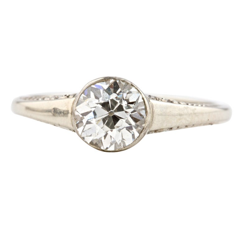 Old Euro Diamond  Engagement Ring