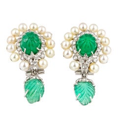Seaman Schepps Platinum Emerald Earrings
