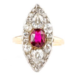 Edwardian Ruby Diamond Engagement Ring