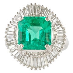 6.11 Carats Colombian Emerald Diamond Ring